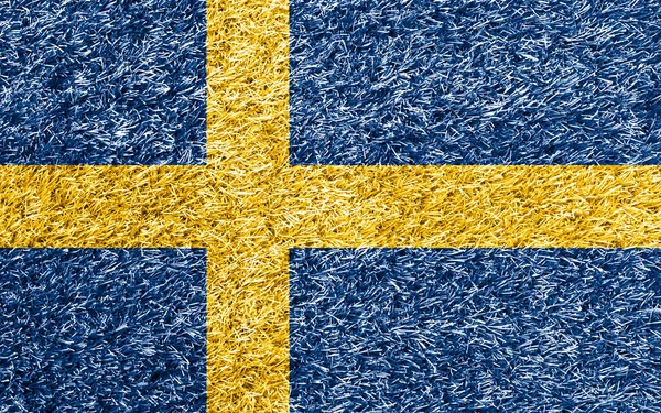 Sweden Flag Grass Background Texture Стоковое Изображение