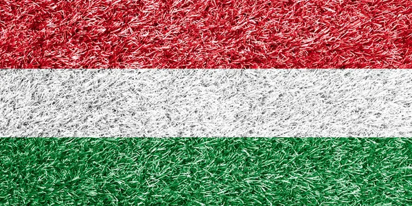 Hungary Flag Grass Background Texture Стоковое Изображение