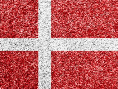 Denmark flag on grass background texture