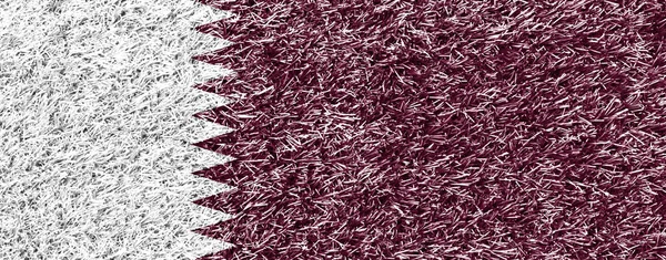 Qatar Flag Grass Background Texture —  Fotos de Stock