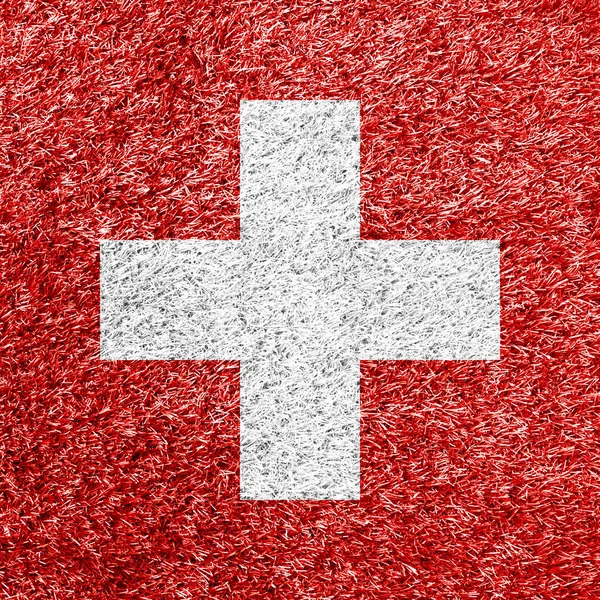 Switzerland Flag Grass Background Texture — Stockfoto