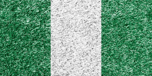 Nigeria Flag Grass Background Texture Стоковая Картинка