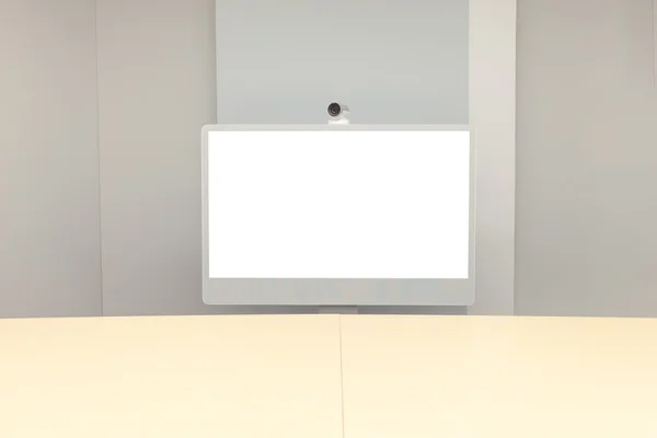 Video Conference room with white screen — Stock Photo, Image