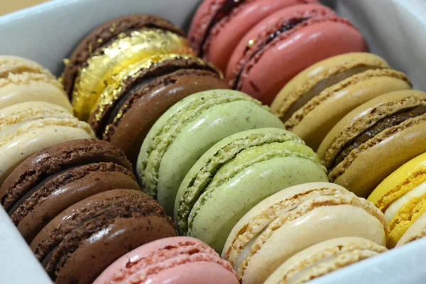 Macaroons saborosos coloridos sucessivamente — Fotografia de Stock