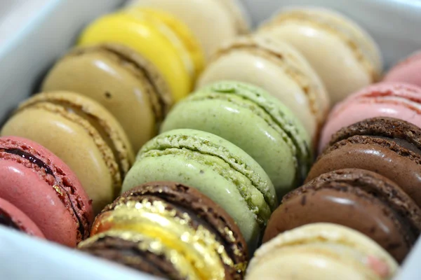 행에 다채로운 맛 있는 마카롱 — 스톡 사진