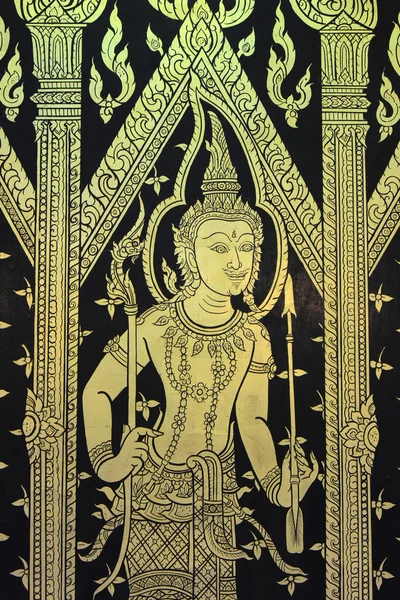 Thaise stijl schilderij kunst op muur van de tempel, Thailand — Stockfoto