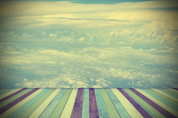 Sky and clouds and Wood Floor. — Stock Photo, Image