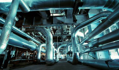 Mavi tonda iç endüstriyel arka plan.