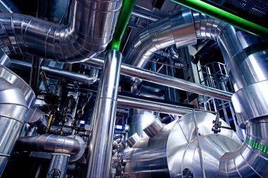 donanımları, kablolar ve borular modern Endüstr içinde bulunan