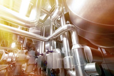 Sanayi bölgesi, çelik boru hatları ve kablolar