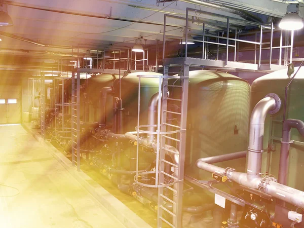 Water treatment tanks at power plant — Stock Photo, Image