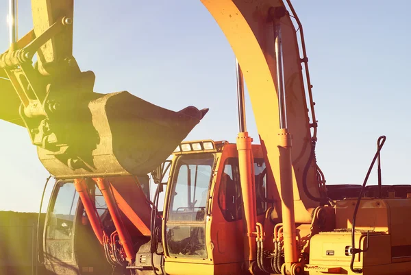 Bulldozers at construction yard — Stock Photo, Image