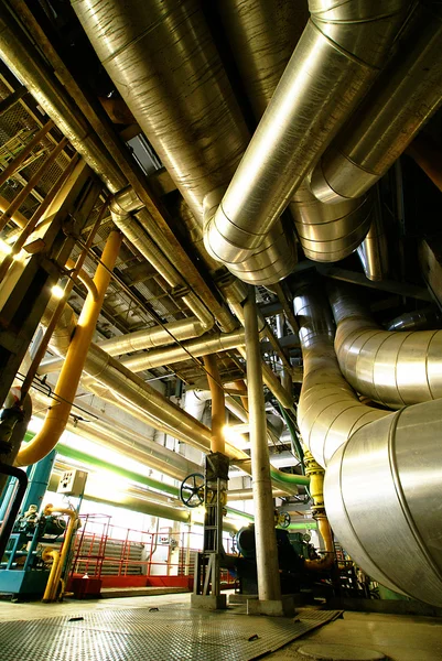 Equipment, cables and piping as found inside of  industrial powe — Stock Photo, Image