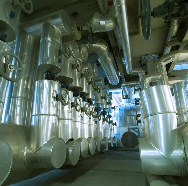 Equipment, cables and piping as found inside of a modern industr — Stock Photo, Image