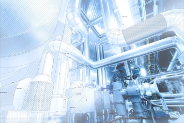 Boru tasarımını santral fotoğraf için karışık taslağını