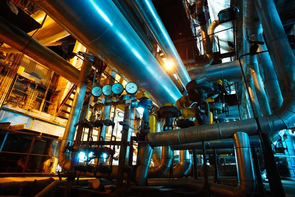 Industrial zone, Steel pipelines in blue tones — Stock Photo, Image