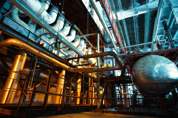 Industrial zone, Steel pipelines in blue tones — Stock Photo, Image