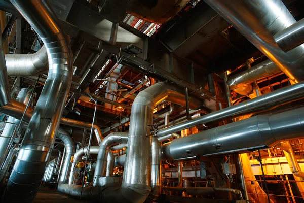 Equipment, cables and piping as found inside of a modern industr — Stock Photo, Image