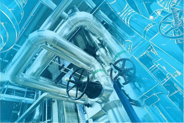 bilgisayar cad tasarımı modern endüstriyel güç pla için boru hatları