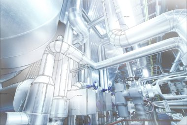 bilgisayar cad tasarımı modern endüstriyel güç pla için boru hatları