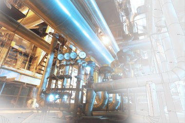 bilgisayar cad tasarımı modern endüstriyel güç pla için boru hatları