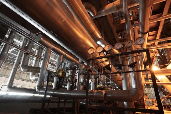 Equipment, cables and piping as found inside of a modern industr — Stock Photo, Image