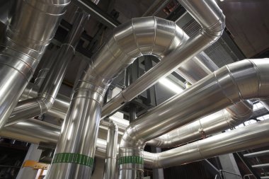 donanımları, kablolar ve borular modern Endüstr içinde bulunan