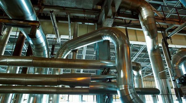 Equipment, cables and piping as found inside of a modern industr — Stock Photo, Image