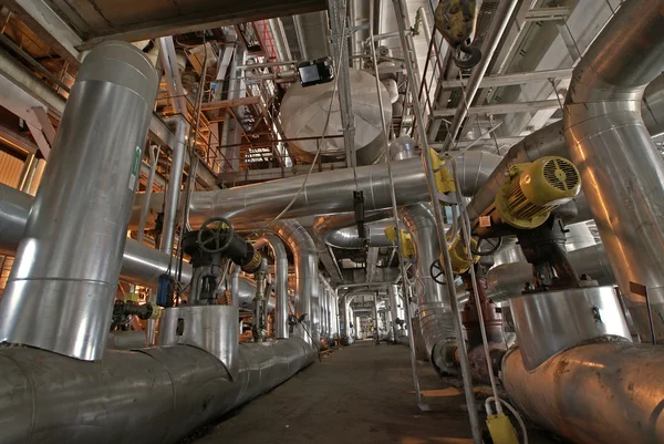 Equipment, cables and piping as found inside of a modern industr — Stock Photo, Image