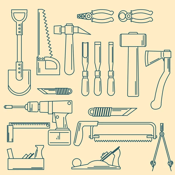 Set of hand tools for productive work. — Stock Vector