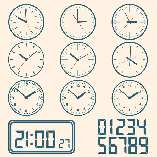 Wall mounted digital clock. — Stock Vector