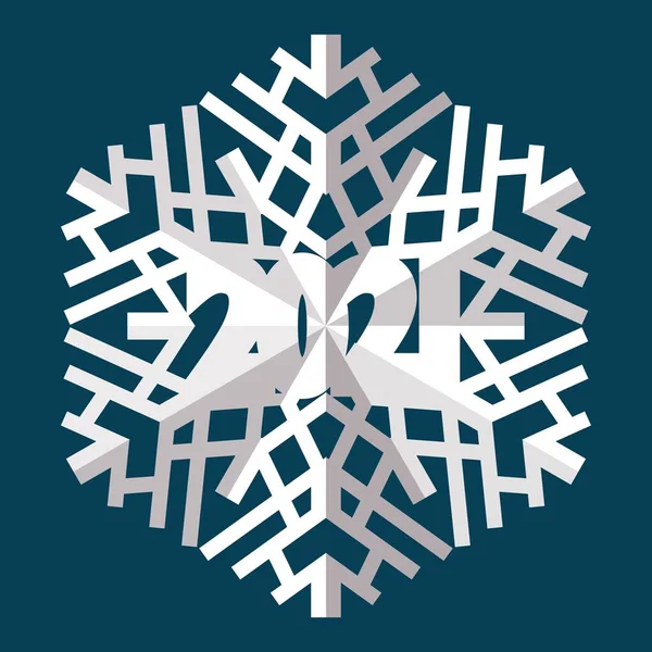 Snöflingor vinterårgång. 2021. Symbol för kall vinter — Stock vektor