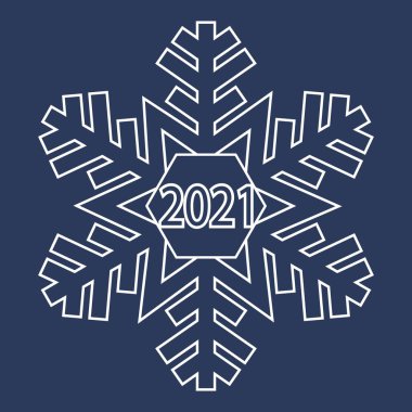 Kar tanesi kış mahsulü. Donmuş su kristalleri altıgen bir kristale dönüşür. 2021 'in sembolü, soğuk kış, Noel, tatil ve neşeli ruh hali. Vektör illüstrasyonu.