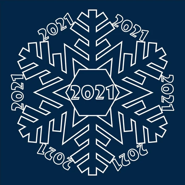 Sněhová vločka zimního ročníku. 2021. Symbol studené zimy — Stockový vektor