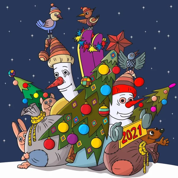 Weihnachtskarte mit Schneeflocken und sagt. Vektorillustration Stockillustration