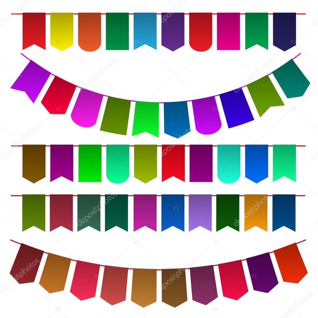 Set of multicolored flags for design