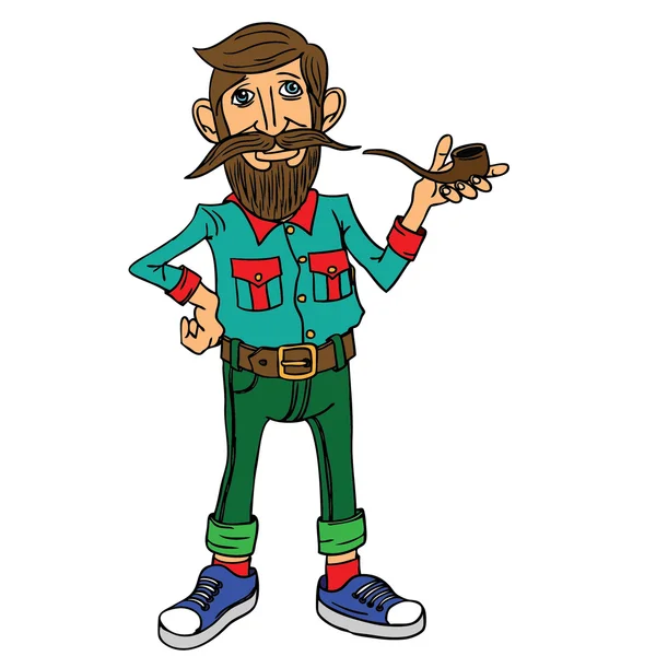 Hipster hombre personaje — Vector de stock