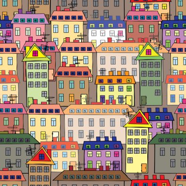 Çizgi film şehir desen