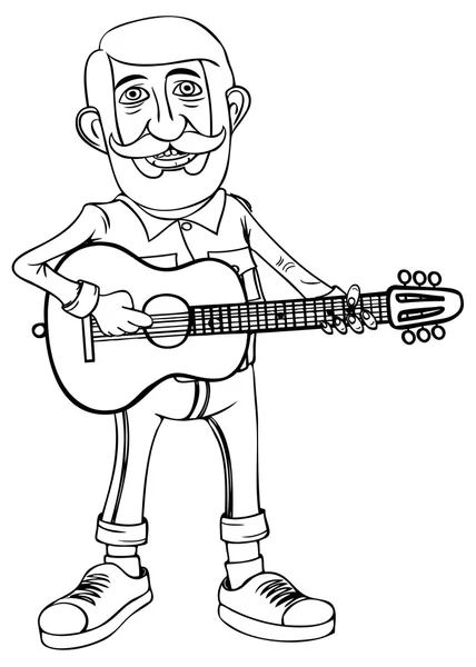 Dibujos animados Hipster con guitarra — Vector de stock