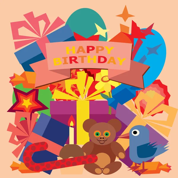 Tarjeta para felicitaciones de cumpleaños . — Vector de stock