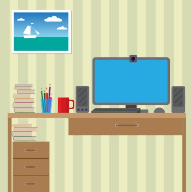 İş istasyonu bilgisayarı ile kullanmak için. Büyük parlak Oda. 