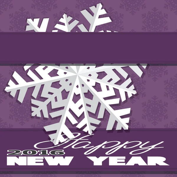Cartão de férias com flocos de neve e diz feliz ano novo. —  Vetores de Stock