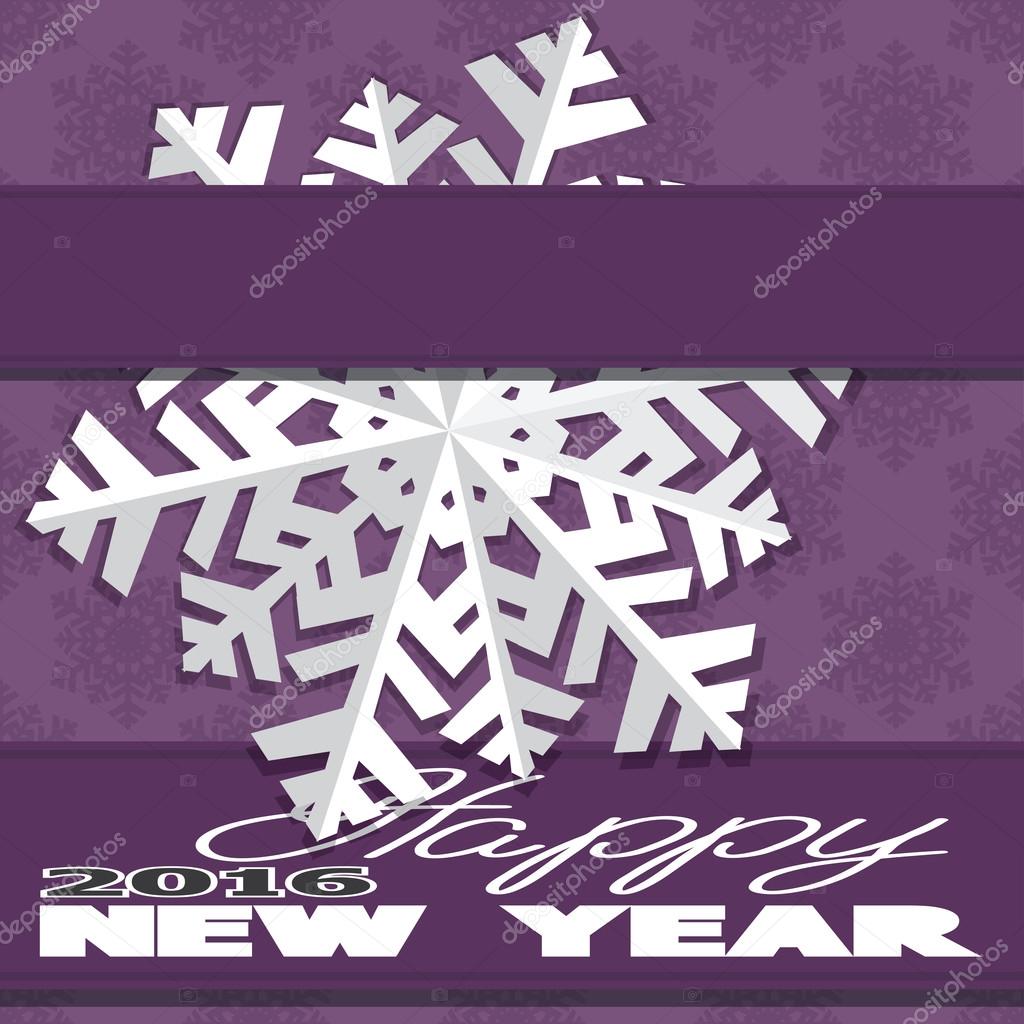 Holiday card with snowflakes and says Happy new year.