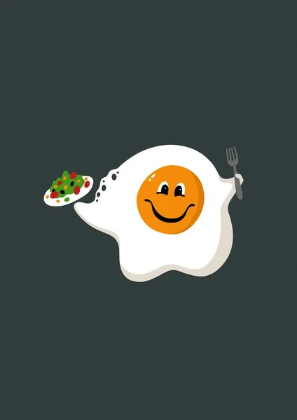 Иллюстрации жареных яиц. Смешные яйца. Симбол, доброе утро. — стоковое фото