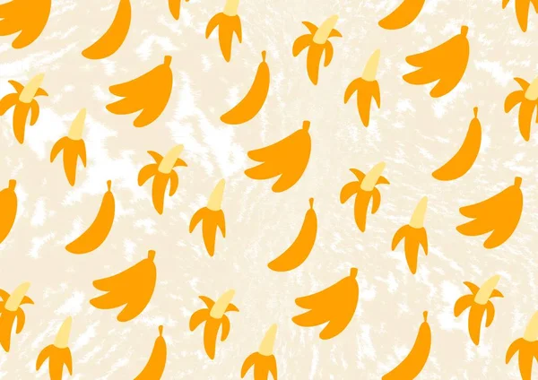 鲜亮多汁的香蕉图案 黄色香蕉派对 古朴的花纹 新鲜的黄色香蕉 扁平的风格 纺织品 包装物 T恤衫 贝母和其他图案的香蕉花纹 — 图库照片