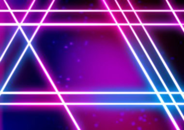 Yatay web sitesi afişi. Yatay profil başlığı. Neon çizgileri ve dumanlı karanlık bir sahne. Fütürist karanlık neon arka plan. Sihirli parıltı, ışık, ışınlar.