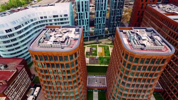 Aerial view of residential area under construction in Moscow. — Stock Video