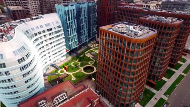 Aerial view of residential area under construction in Moscow. — Stock Video