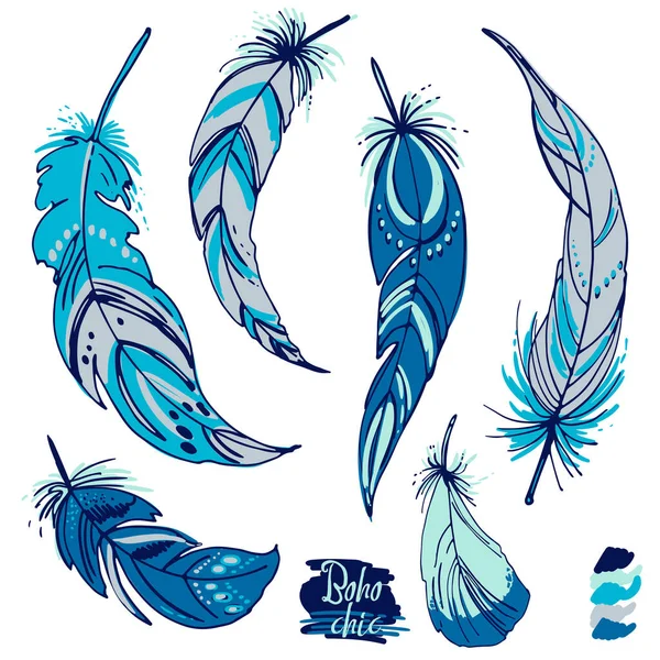 Dreamcatcher Set Ornaments Feathers Beads Native American Indian Dream Catcher — Stock Vector