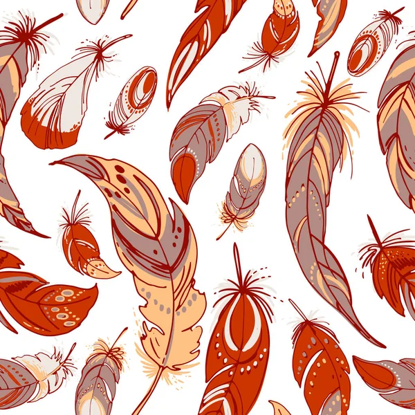 Patern Plumes Perles Attrape Rêves Amérindiens Symbole Traditionnel Plumes Perles — Image vectorielle